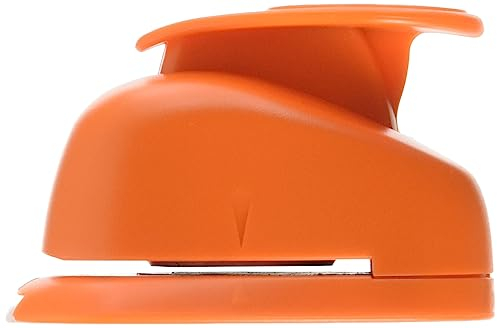 Ursus 19480091 - Motivlocher mit Hebel mittel, Banner, orange, ausgestanztes Motiv ca. 25,4 mm, aus Kunststoff mit Metallstanze, geeignet für Grammaturen von 160 220 g /qm