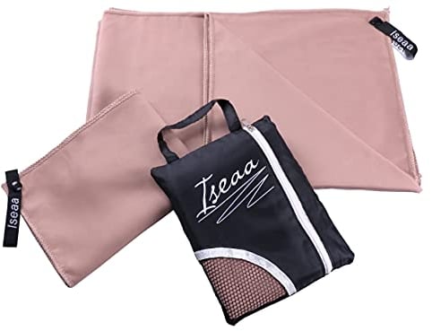 2er Set Mikrofaser Handtücher extrem saugfähig antibakteriell leicht Sporthandtuch Badetuch Saunatuch Strandtuch Yoga Tuch Microfaser Handtuch 200x100cm + 30x50cm Braun