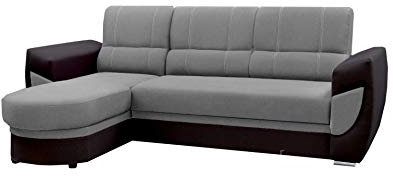 mb-moebel Ecksofa Sofa Eckcouch Couch mit Schlaffunktion und Bettkasten Ottomane L-Form Schlafsofa Bettsofa Polstergarnitur Timo (Hellgrau + Dunkelgrau, Ecksofa Links)