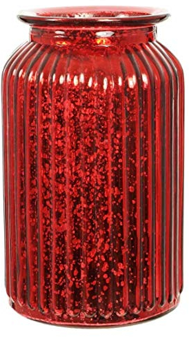Angraves Splatter Red Ribbed Flower Vase Jar Home Decoration Decor Ornament (18.5cm)