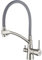 Ibergrif M22128A-9 - Grey 3 Wege Küchenarmatur, Spültischbatterie mit Grau Flexibler Auslauf, Wasserhahn Küche, Gebürstetes Nickel
