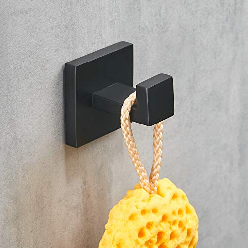 Beelee Montaje en pared Ganchos para Toallas, Ganchos de ropa Ganchos Para Abrigos Acero Inoxidable Gancho para baño y cocina, pintura negra, BA19907B