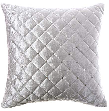 Sleepdown Kissen mit Samt-Pailletten, gesteppt, quadratisch, luxuriös, gefüllt, 40 x 40 cm, Polyester, Einzelbett