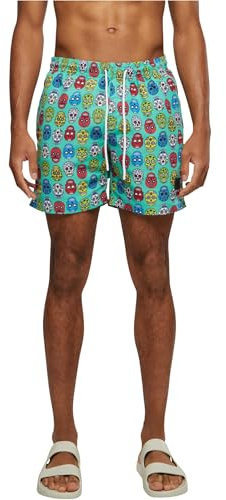 Urban Classics Herren Swim Shorts – Schnelltrocknende Badehose mit Innenslip und Taschen für Strand Pool Urlaub und sportliche Aktivitäten,Calavera AOP,M