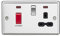 Knightsbridge CL83PC 45A DP Cooker Switch & 13A Switched Socket with Neons & Black Insert - Rounded Edge Polished Chrome