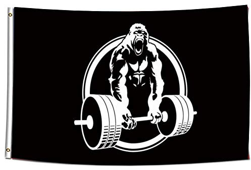 ENMOON Gorilla Gym Lifting Champs Flaggenbanner für Männerhöhle zu Hause Gym (9 x 150 cm), Anti-Verblassungs-HD-Druck 150D Poly) Premium-Qualität mit zwei Messingösen, Banner, lebendige Farben