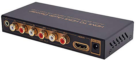 RSGK Digital Audio 5.1 Decoder, HDMI To HDMI EDID Manager SPDIF Optical Fiber 3.5mm, Can Decode AC3/DTS/LPCM and Other Digital Audio Formats