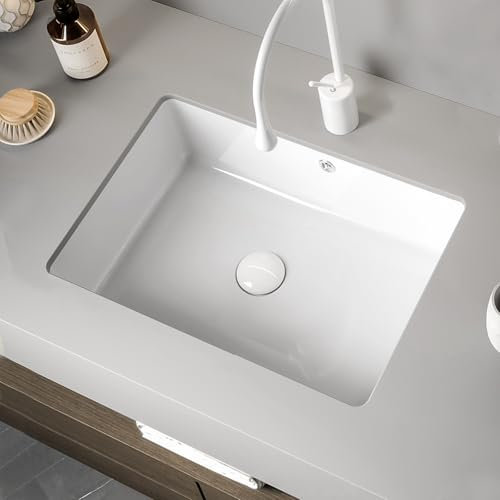 UB-05 Unterbau-Waschbecken aus Keramik, rechteckig, 53,3 x 35,6 cm, modernes Design für Aufsatzinstallation (Weiß)