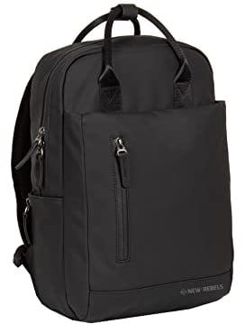 New Rebels Unisex Harper Miami Rucksack 9L wasserdichter Rucksack mit Doppelverschluss 13-Zoll-Laptopfach Wasserabweisender Reißverschluss Gepolsterte Träger, ideal für Arbeit & Erkundung - Schwarz