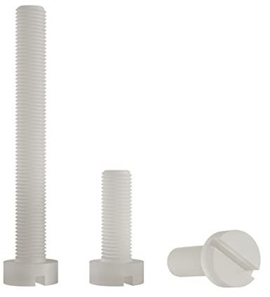 Enkotrade 21 Stück Flachkopfschrauben M2, 25 mm Länge, mit Schlitz Kunststoffschrauben Schrauben Sortiment DIN 84 Plastikschrauben Nylon Zylinderschraube