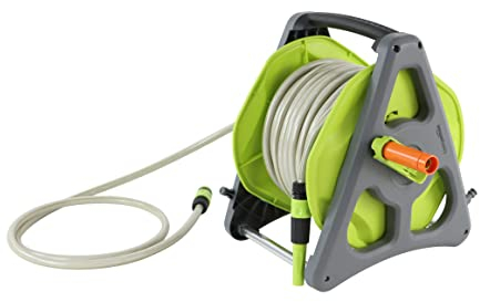 Amazon Basics Avvolgitubo da parete con tubo da 30 m, Verde/Grigio