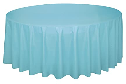 Unique 46865 - Mantel de Plástico Redondo - 2,13 m - Color Azul Cerceta