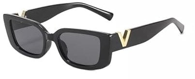 TECH-LINE-DIRECT FASHION ACCESSORIES Small Rectangle Sunglasses Women Retro Glasses Vintage Square Eyewear Wide Frame Sunglasses (Black Frame + Black Lens)