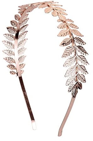 1pcs Greek Goddess Headband, Gold Leaf Crown Headband, Goddess Tiara Gold Leaf Band, Bridal Wedding Headpiece (Rose gold)