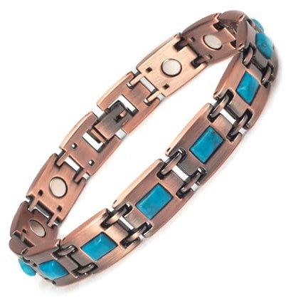 EnerCoppeX 3500 Gauss Magnetisches Damenarmband, 99,99% reines Kupfer Magnetarmband - 11 Magnete, klassischer Türkiye Stil (mit 2 redundanten Links, keine Sorge um Größe) (A)