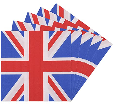 Trimming Shop 60 Stück Papierservietten, Union Jack, Einweg-Servietten, England-Partyzubehör, Geschirr für Nationalfeiertage, Kneipen, Sportveranstaltungen, Grillen, königliche Hochzeit, 33 cm x 33 cm