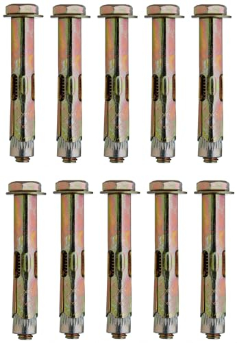 YoiYee Bulloni di espansione M6, tasselli resistenti per calcestruzzo e muratura, lunghezza 50 mm, facile installazione e tenuta sicura per uso domestico e industriale, confezione da 10