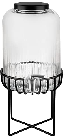 APS 10451 Getränkespender URBAN, 7 Liter, Glasbehälter, Edelstahl Zapfhahn, Anitrutschmatte aus Silikon