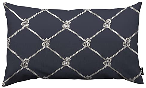 TKS MITLAN Nautische Seil-Kissenbezüge, 30,5 x 50,8 cm, weißes Fischernetz, Marineknoten, dunkelblauer Hintergrund, dekorative Überwurf-Kissenbezüge, Leinen-Kissenbezug für Sofa, Couch