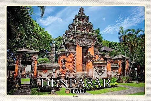 vianmo Holzschild 20x30 cm Bali DENPASAR Tempel Bildmotiv Reisemotiv Urlaub Deko Geschenk Holz Schild