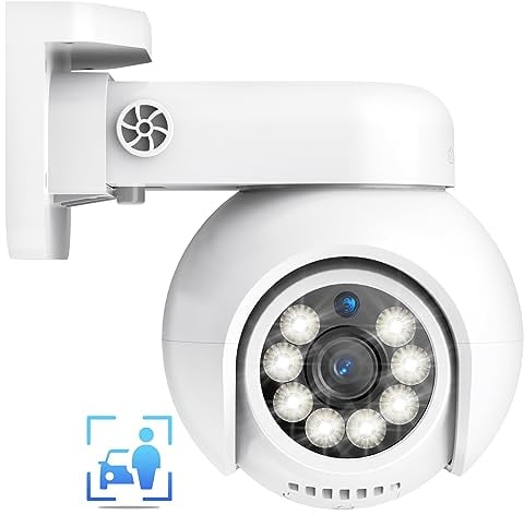 SANNCE 4K PoE Security Camera Outdoor, CCTV IP Camera 8MP, Add-on Camera, 350° Pan 90° Tilt Surveillance PT Camera, Human Vehicle Detection, Two-Way Audio, Auto Tracking, Colour Night Vision