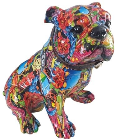 Aspinaworld Street Art Mops Hunde Figur Graffiti Style 22 cm, Moderne Dekofigur, Bunte Dekofigur, Graffiti Figur