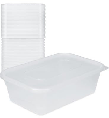 [ 20 Pack ] Plastic 650ml Microwave Food Takeaway Containers with Lids - BPA Free, Stackable, Airtight, Reusable, Recyclable, Dishwasher & Freezer Safe - For Meal Prep & Food Storage Use