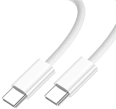 chenyang Cable USB C a C trenzado de nailon USB C PD 27 W 65 W 480 Mbps cable de cargador de datos blanco para teléfono, tableta y portátil 1.0 m