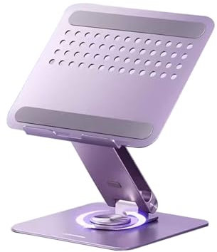 LTLWSH 360 Rotating Laptop Stand for Desk, Swivel Pull Out Design Ergonomic Laptop,Ergonomic Computer Holder for Office,Laptop Mount with Heat Dissipation,Purple
