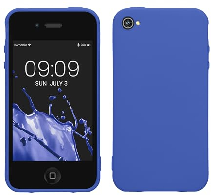 kwmobile Case Compatible with Apple iPhone 4 / 4S Case - Soft Slim Protective TPU Silicone Cover - Baltic Blue