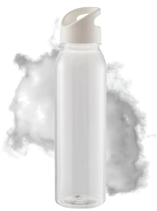 elasto PROMOTION FOR LIFE Trinkflasche Active 'Wave' - Wasserflasche mit 650 ml Fassungsvermögen - Trinkflasche für Kinder & Erwachsene - Robuste Sportflasche, Farbe:transparent/weiß