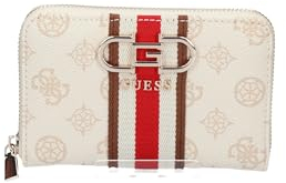 GUESS Nelka SLG Medium Zip Around Wallet Cream Logo