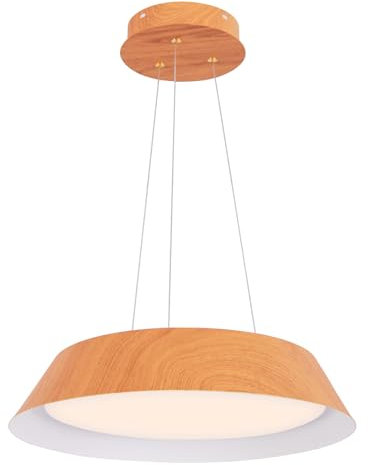 COSTWAY 21W LED Deckenleuchte energiesparend, Deckenlampe mit Holzmaserung, Metallrahmen & Lampenschirm, Hängeleuchte 3000K für Schlafzimmer, Wohnzimmer, Esszimmer