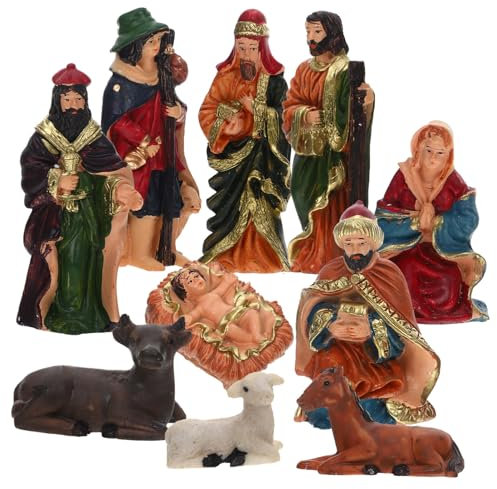 IMIKEYA 1 Set Weihnachtskrippe Figuren klein Krippenfiguren Set aus Kunstharz Weihnachten Tisch Dekoration Krippen Figuren Weihnachtsdekoration Krippe Zubehör