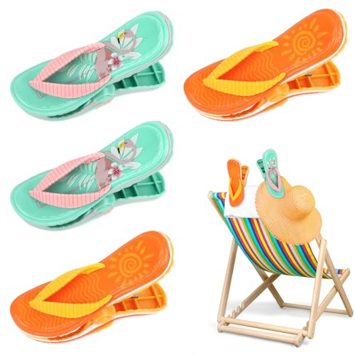mizikuu Strandtuch Clips, 4 Stück Strandtuchklammern Winddichte Handtuch klammern groß Badetuch Klammern Lustig wäscheklammern für Strandtuch,Badetuch,Handtuch, Kleidung