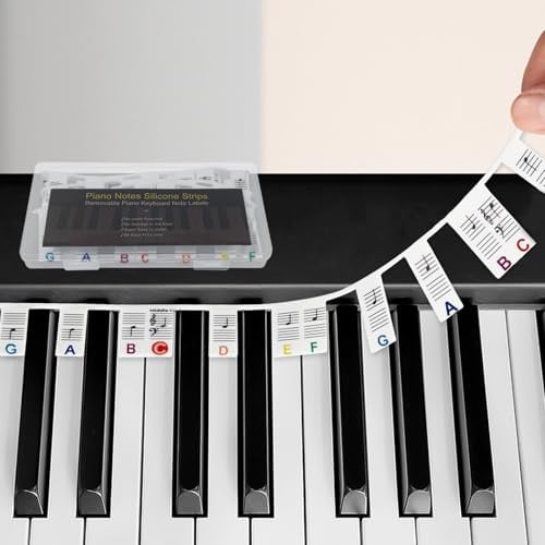 ZUFECY Piano Guide for Beginner, Silicone Piano Keyboard Note Labels for Learning, Removable 88Key Piano Accessories