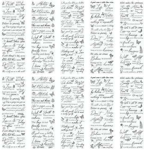 WANDIC 10 Bogen Rub on Transfer Stickers, Schwarzer Schmetterling Wort Aufkleber, Bullet Junk Journal Zubehör Set, Handarbeiten, Möbel, DIY Kunsthandwerk, Dekorieren für Scrapbook, 10 * 30cm