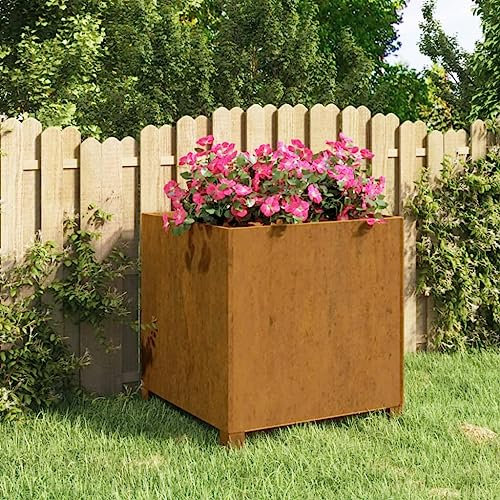 823682 Pot de fleurs avec pieds en acier Corten rouillé 49 x 47 x 50 cm