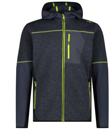 CMP - Giacca da uomo in pile Knit Tech con cappuccio fisso, Titanio-Nero, 48