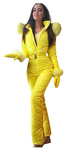 TYUNBD Damen Schneeanzug Skisuit Winter Warme Schnee Skifahren Sätze Jacke Hoodie Skioverall Outdoor füR Skisport Jumpsuit Langer Overall Skianzüge Schneeoverall mit Kapuze Sportbekleidung