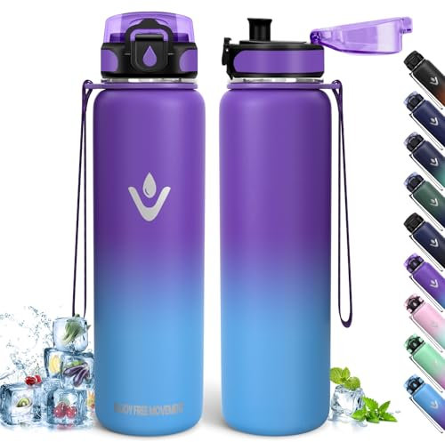 Trinkflasche Edelstahl, 500ml BPA-Frei, Trinkflasche Kinder, Auslaufsicher, Thermoskanne, Doppelwandige Isolierung, Thermosflasche, 18/8 Edelstahl, Thermoskanne für Wandern, Laufen, Schule, Fitness