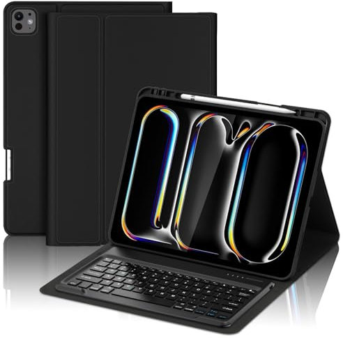FOGARI Keyboard Case for iPad Pro 13 2024 (M4) | Wireless Bluetooth Keyboard | Case with Pencil Holder | Auto Sleep Cover for New iPad Pro 13 inch - Black