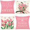 ZWJD Sommer Kissenbezug 50x50 cm – 4er Set Leinen Dekokissenbezüge mit Blumen Aquarell Design, Zierkissen für Sofa, Wohnzimmer & Sommer Deko