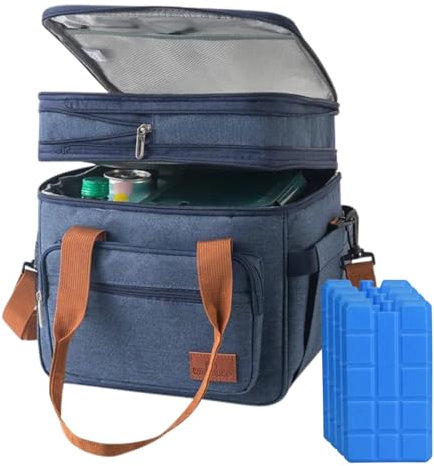 WEYOUNG Faltbare Kühltasche 23L mit 2 großen Fächern, 4 Extra Kühlpacks + 13h Kühlzeit | Kühltasche für Auto, Einkaufen und Baustelle | Thermotasche, Isoliertasche