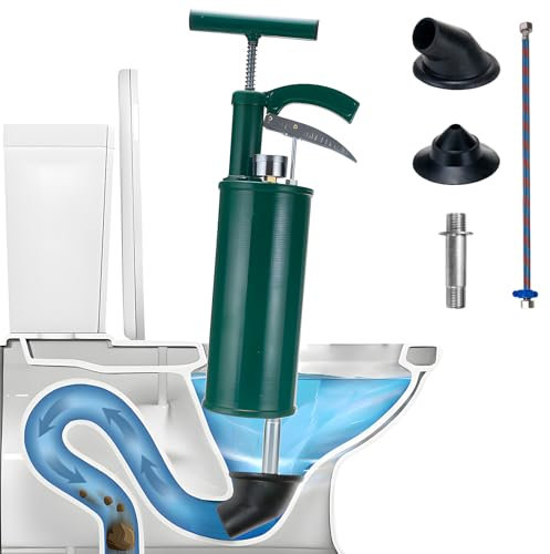 LEMOTO Sbloccante per WC resistente con stantuffo a gancio per sbloccare il lavandino ad alta pressione con 3 teste sostituibili, sbloccatore per lavello a stantuffo per sbloccare WC, lavandino, vasca