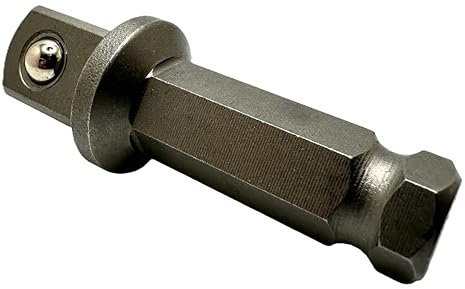 Pro-Graad 7/16 Hex to 1/2 Square Socket Adapter Drive Converter, Impact Driver Bit, Spring Ball Retainer, 2” Extension, 7/16” to 1/2” Impact Adapter, Works with 7/16 Impact Driver & 1/2 Electric Drill