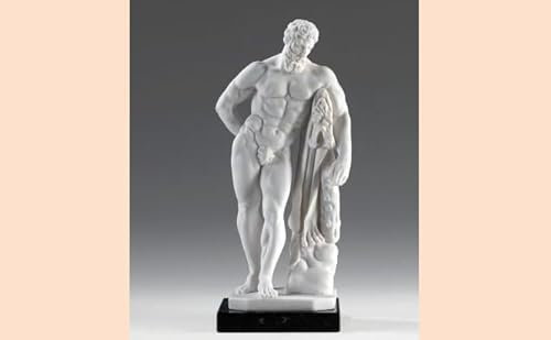 Generico ArteSacraCaravaggio Klassische Skulptur Herkules Farnese aus Alabasterpulver, Marmorsockel, 25 cm (9,84 Zoll) Made in Italy