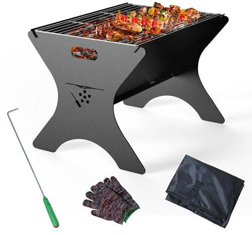 Frost IX Camping Fire Pit - Portable Campfire Grill with Cooking Grills,2 in 1 Stainless Steel Wood Burning Firepit Grill for Picnic, Garden, Terrace, Camping, Travel, Hiking, with Carry Bag Large