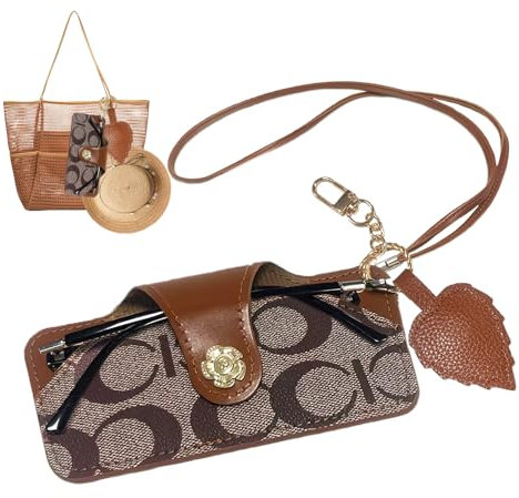 Dwafill Brillenetui Weich, Tragbare Augentasche, Sonnenbrillentasche, Ausgestattet mit magnetischem Hutclip, Geeignet für Sommer, Strand, Camping, Klettern, Reisen (Kamelie)