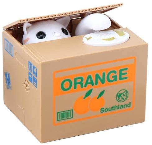 Pinkgarden Karikatur Katze Spardose für Kinder, Elektronisches Sparschwein, Lustige Spardose für Spielzeug Geburtstag Geschenk(Weiß)